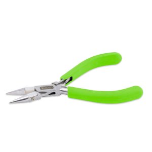 Professional Series Nylon Inner Jaw Chain Nose Pliers, Lime Green Vinyl-Free Grips, Stainless Steel, Box Joint, Double Leaf Springs, 5.75 in / 14.6 cm
