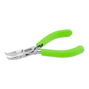 Professional Series Nylon Inner Jaw Bent Chain Nose Pliers, Lime Green Vinyl-Free Grips, Stainless Steel, Box Joint, Double Leaf Springs, 5.75 in / 14.6 cm
