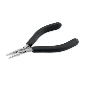 Designer Series Slim Chain Nose Pliers, Black Vinyl-Free Grips, Stainless Steel, Box Joint, Double Leaf Springs, 5.75 in / 14.6 cm