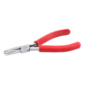 Econo Series Flat/Round Nose Pliers, Red Vinyl-Free Grips, Steel Lap Joint, Double Leaf Springs, 5 in / 12.7 cm