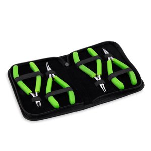 Designer Series Slim Pliers Kit, Lime Green Vinyl-Free Grips, Stainless Steel, Chain Nose, Bent Chain Nose, Round Nose, Semi-Flush Cutter, 5.75 in / 14.6 cm, 4 pc w/ Zip Pouch