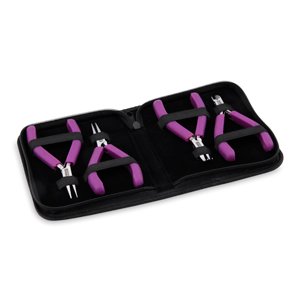Designer Series Pliers Kit, Purple Vinyl-Free Grips, Chain Nose, Bent Chain Nose, Round Nose, Semi-Flush Cutter, 4.75 in / 12 cm each, 4 pc with Zip Pouch