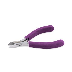 Designer Series Semi-Flush Cutter, Purple Vinyl-Free Grips, Stainless Steel, Box Joint, Double Leaf Springs, 4.75 in / 12 cm