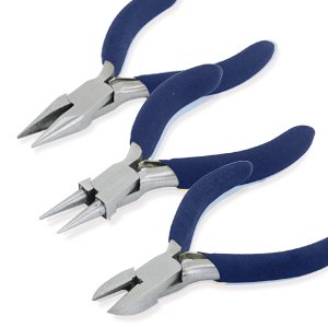 Mini Pliers Tool Kit, Vinyl-Free Grips Chain Nose Pliers, Round Nose Pliers, Cutter, 3 in / 7.6 cm, each, 3 pc