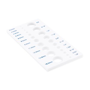 Artistic Wire Acrylic Draw Plate 22 Holes, Diameters: / 16, 14.5, 12.5, 11, 9.5, 8, 6.5, 5.5, 4.5, 4,3 mm - 5/8, 9/16, 1/2, 7/16, 3/8, 5/16, 1/4, 7 in